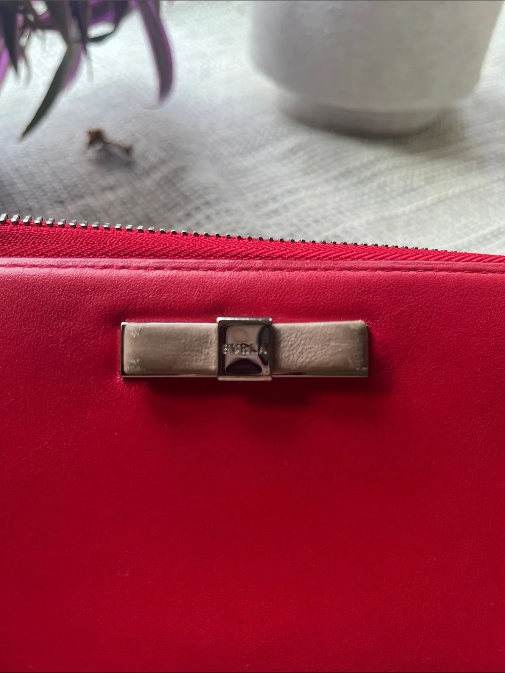 Furla Zip-Around Wristlet Wallet with Bow Accent